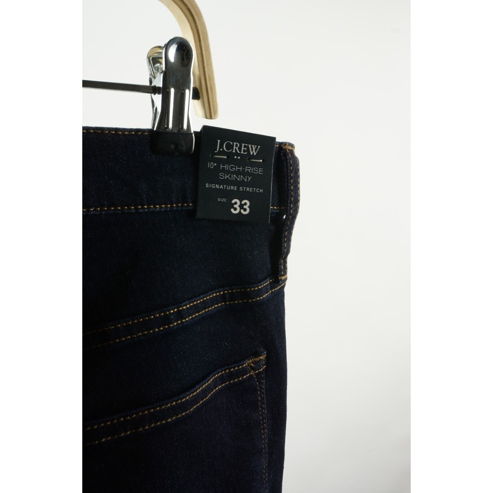 New J.Crew 10" High Rise Skinny Jeans Womens Size 33 Dark Blue Signature Stretch - Picture 4 of 10